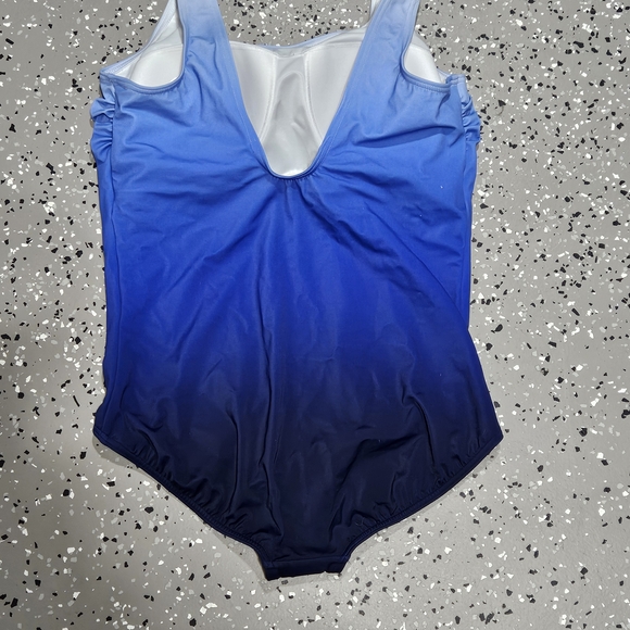 NWT Blue Ombre Women's Tugless Low Leg One Piece Swimsuit - Lands End Size 20W - Picture 8 of 8